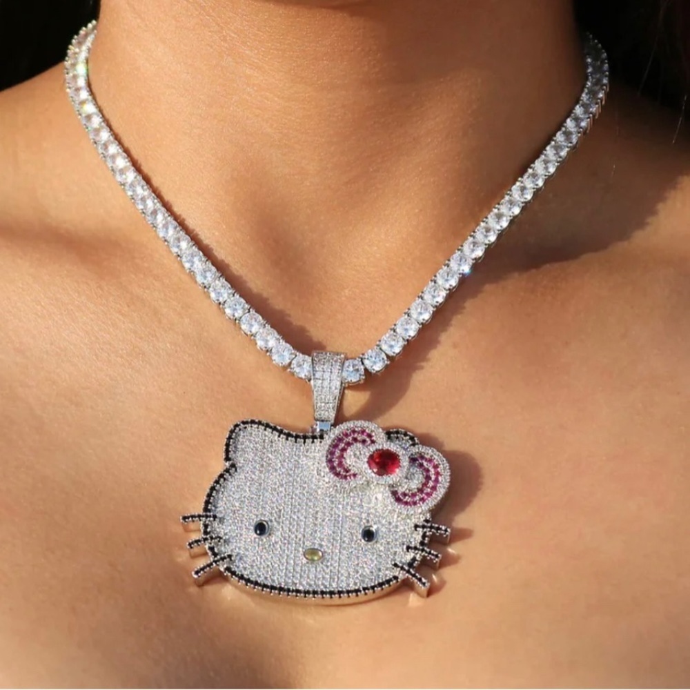 Hello kitty silver tennis chain 16inch necklace